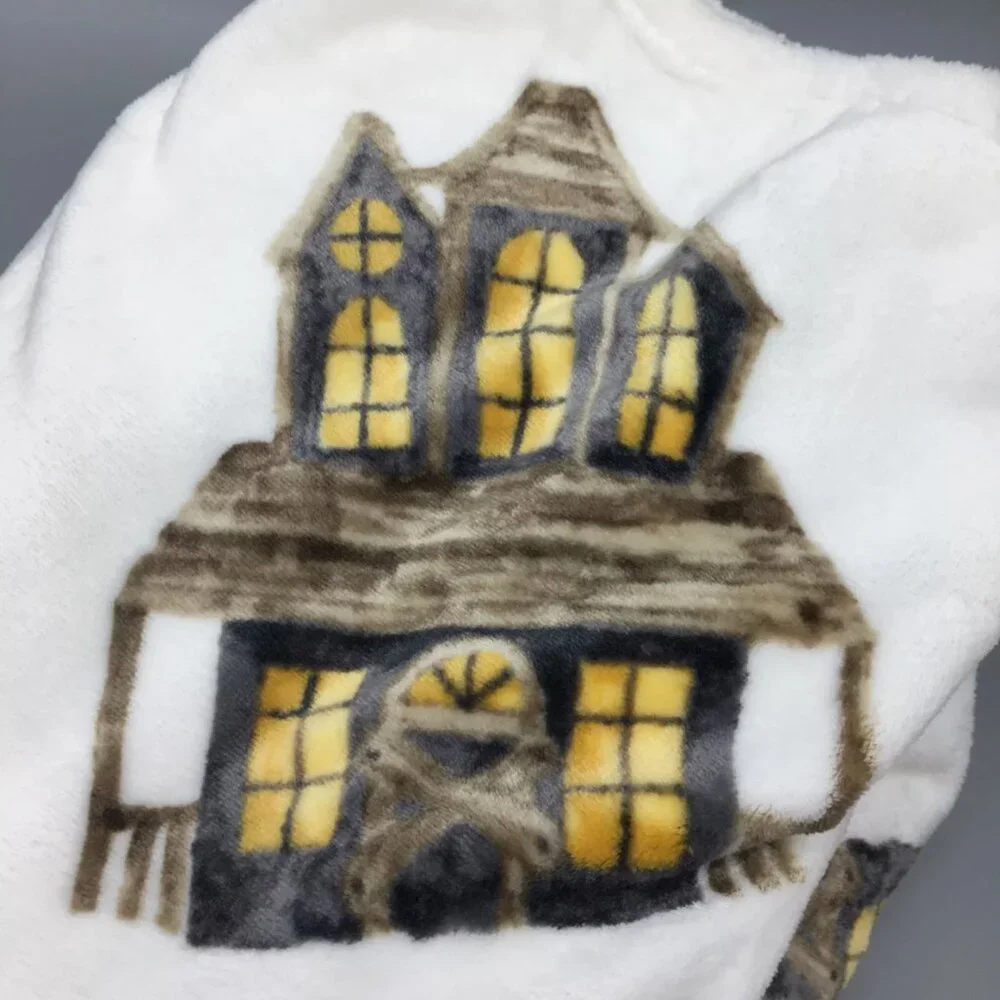 NEW Rae Dunn Halloween HOME SWEET HAUNTED HOME Fleece Throw Blanket House Bats